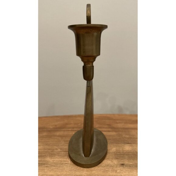 VINTAGE PAIR Solid BRASS ANGEL Taper CANDLE HOLDERS CANDLESTICKS HEAVY 7.5” - Picture 3 of 4